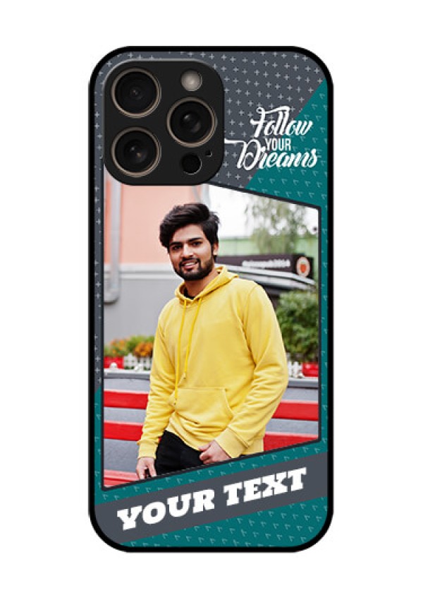 iPhone 16 Pro Custom Glass Phone Case - Background Pattern Design With Quote