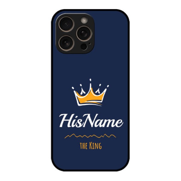 iPhone 16 Pro Custom Glass Phone Case - King With Name Design