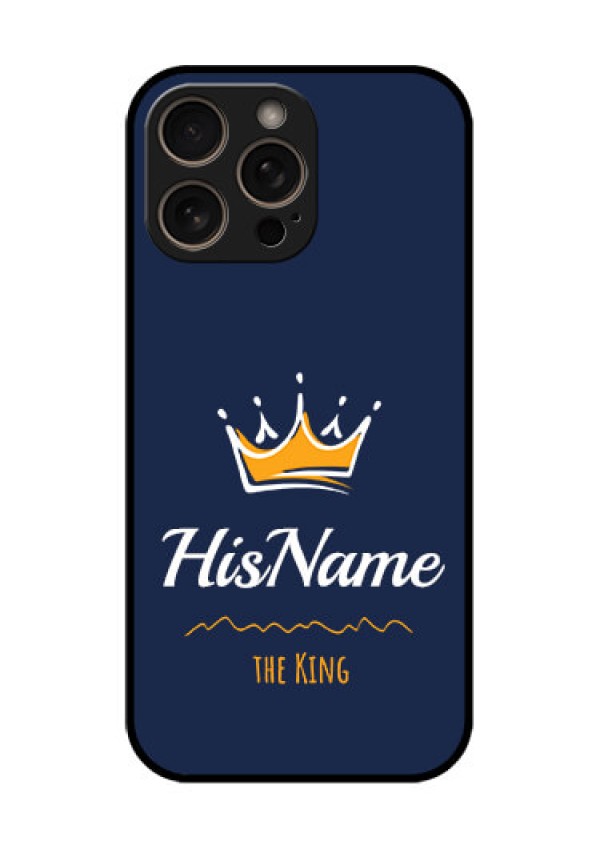 iPhone 16 Pro Custom Glass Phone Case - King With Name Design
