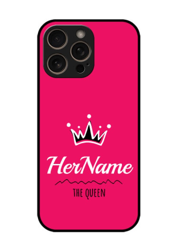iPhone 16 Pro Custom Glass Phone Case - Queen With Name Design