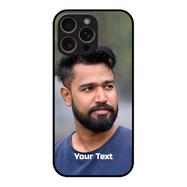 iPhone 16 Pro Custom Glass Phone Case - Photo With Text Design