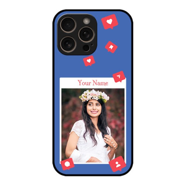 iPhone 16 Pro Custom Glass Phone Case - Like Share And Comment Design