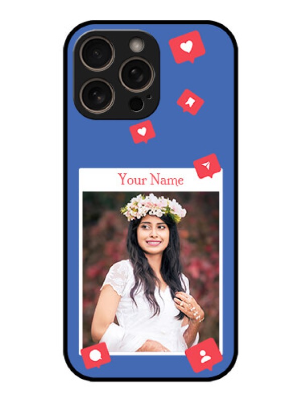 Custom iPhone 16 Pro Custom Glass Phone Case - Like Share And Comment Design