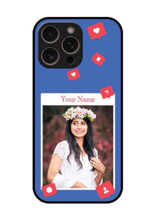iPhone 16 Pro Custom Glass Phone Case - Like Share And Comment Design