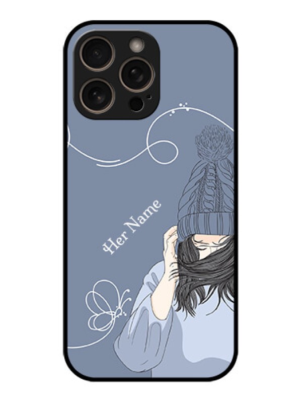 Custom iPhone 16 Pro Custom Glass Phone Case - Girl In Winter Outfit Design