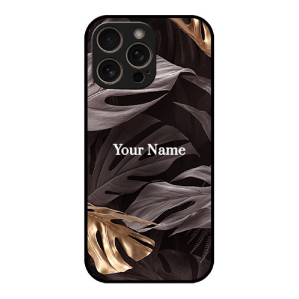 iPhone 16 Pro Custom Glass Phone Case - Wild Leaves Digital Paint Design