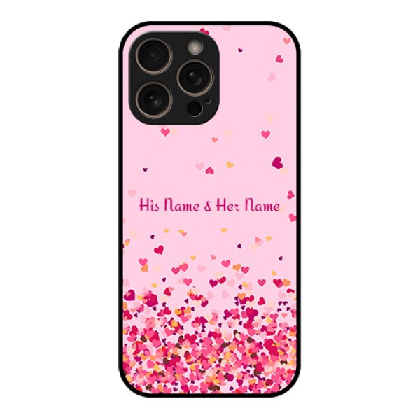 iPhone 16 Pro Custom Glass Phone Case - Floating Hearts Design
