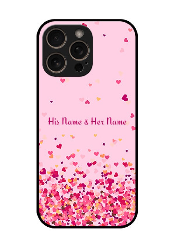 iPhone 16 Pro Custom Glass Phone Case - Floating Hearts Design