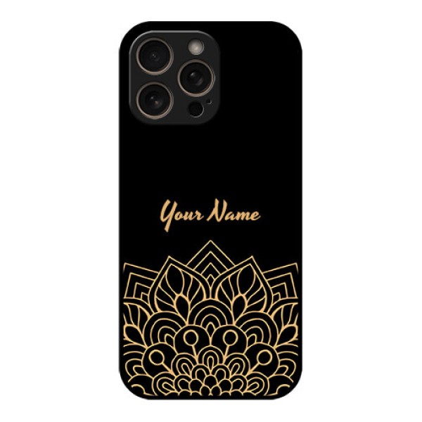 iPhone 16 Pro Custom Glass Phone Case - Golden Mandala Design