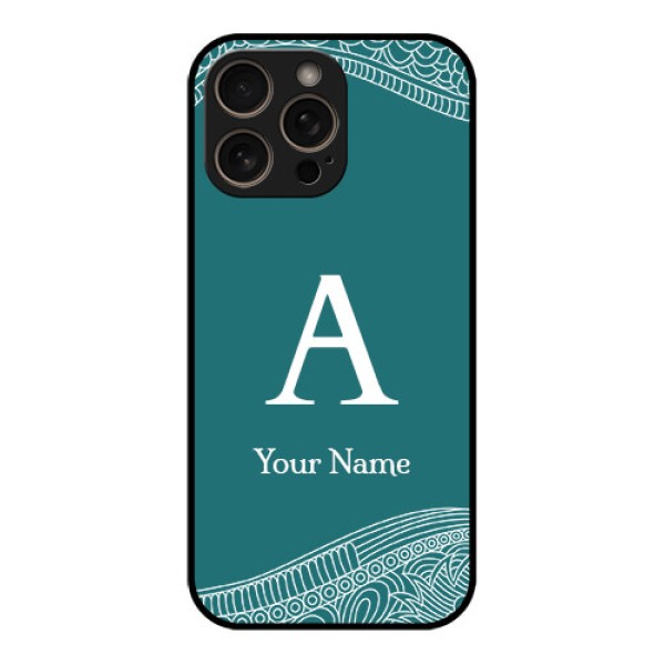 iPhone 16 Pro Custom Glass Phone Case - Line Art Pattern With Custom Name Design iPhone 16 Pro Custom Glass Phone Case - Line Art Pattern With Custom Name Design