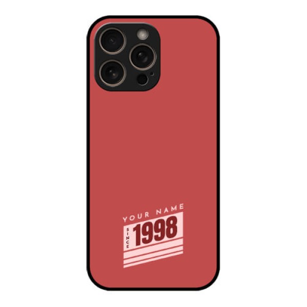 iPhone 16 Pro Custom Glass Phone Case - Red Custom Year Of Birth Design