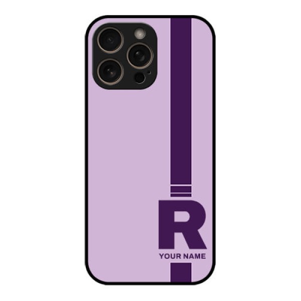iPhone 16 Pro Custom Glass Phone Case - Simple Dual Tone Stripe With Name Design iPhone 16 Pro Custom Glass Phone Case - Simple Dual Tone Stripe With Name Design