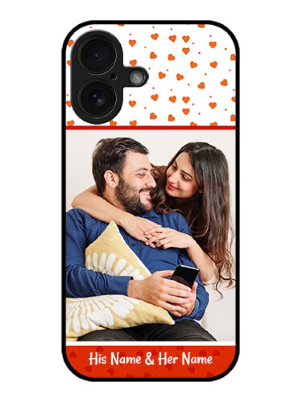 Custom iPhone 16 Custom Glass Phone Case - Orange Love Symbol Design