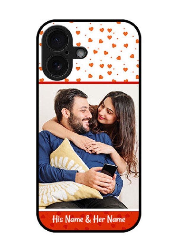 iPhone 16 Custom Glass Phone Case - Orange Love Symbol Design