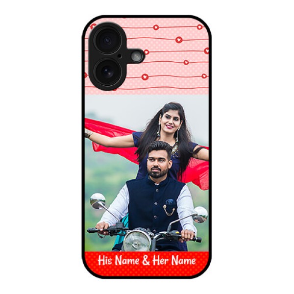 iPhone 16 Custom Glass Phone Case - Red Pattern Case Design iPhone 16 Custom Glass Phone Case - Red Pattern Case Design