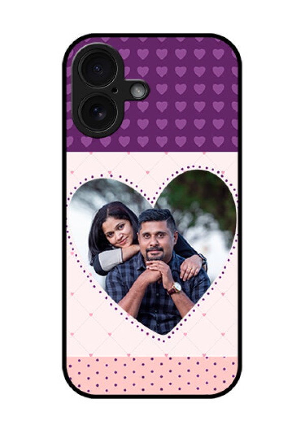 iPhone 16 Custom Glass Phone Case - Violet Love Dots Design