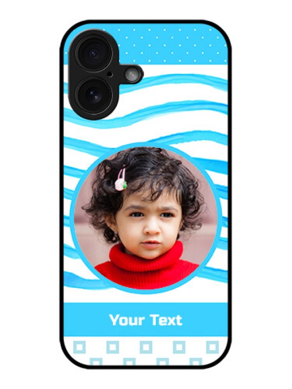 Custom iPhone 16 Custom Glass Phone Case - Simple Blue Case Design