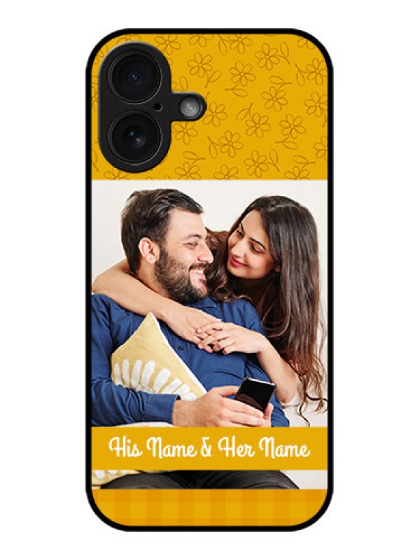 Custom iPhone 16 Custom Glass Phone Case - Yellow Floral Design