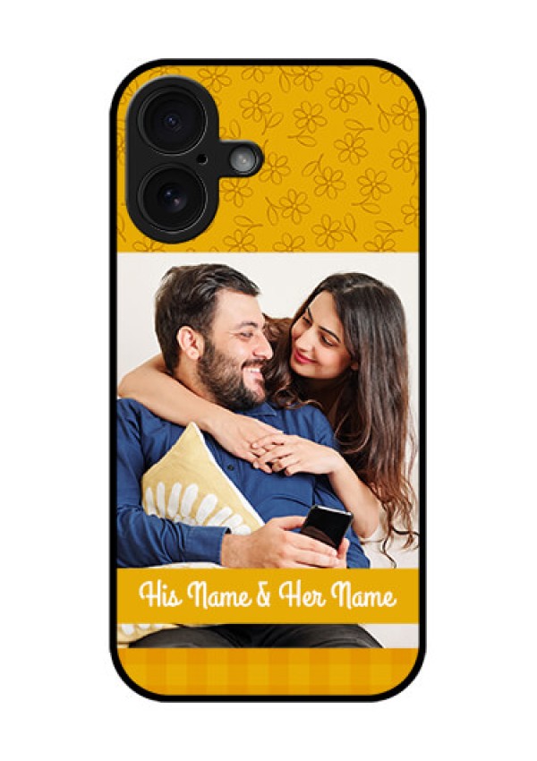 iPhone 16 Custom Glass Phone Case - Yellow Floral Design