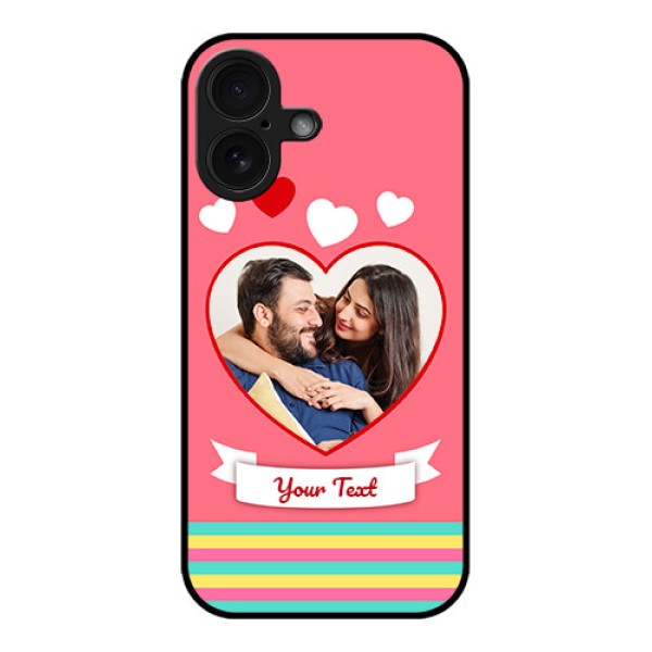iPhone 16 Custom Glass Phone Case - Love Shapes Doodle Design