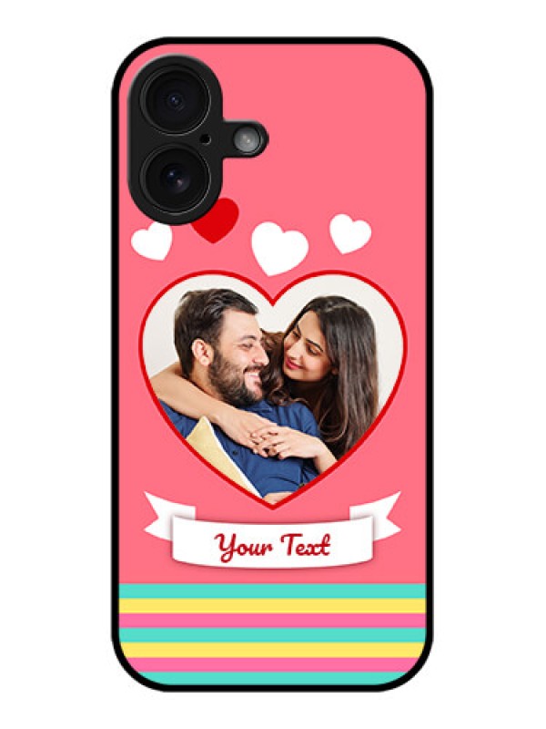 Custom iPhone 16 Custom Glass Phone Case - Love Shapes Doodle Design