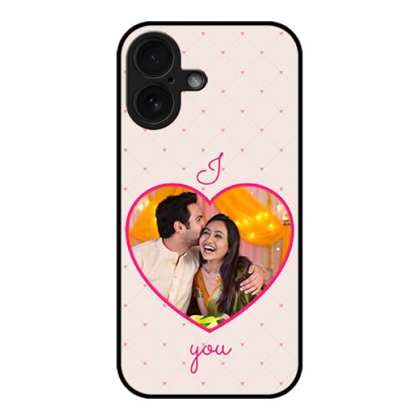 iPhone 16 Custom Glass Phone Case - Heart Shape Design