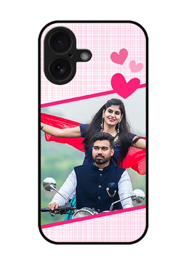 iPhone 16 Custom Glass Phone Case - Love Shape Heart Design