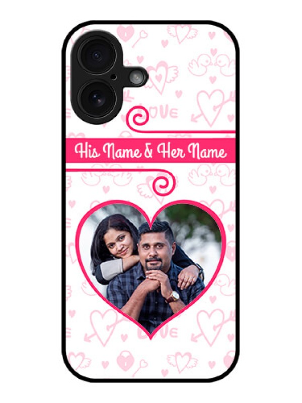 Custom iPhone 16 Custom Glass Phone Case - Heart Shape Love Design