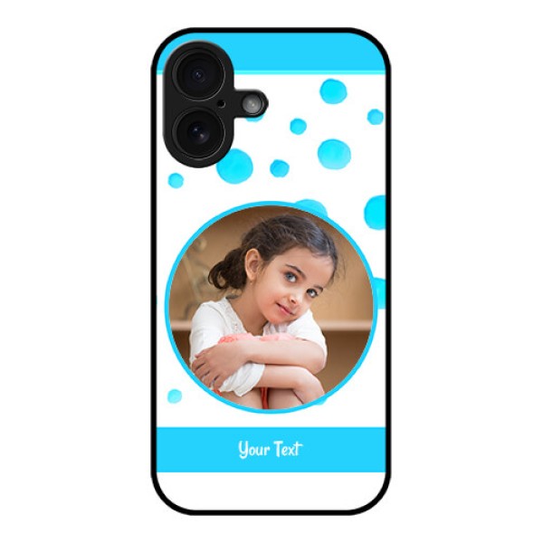 iPhone 16 Custom Glass Phone Case - Blue Bubbles Pattern Design iPhone 16 Custom Glass Phone Case - Blue Bubbles Pattern Design