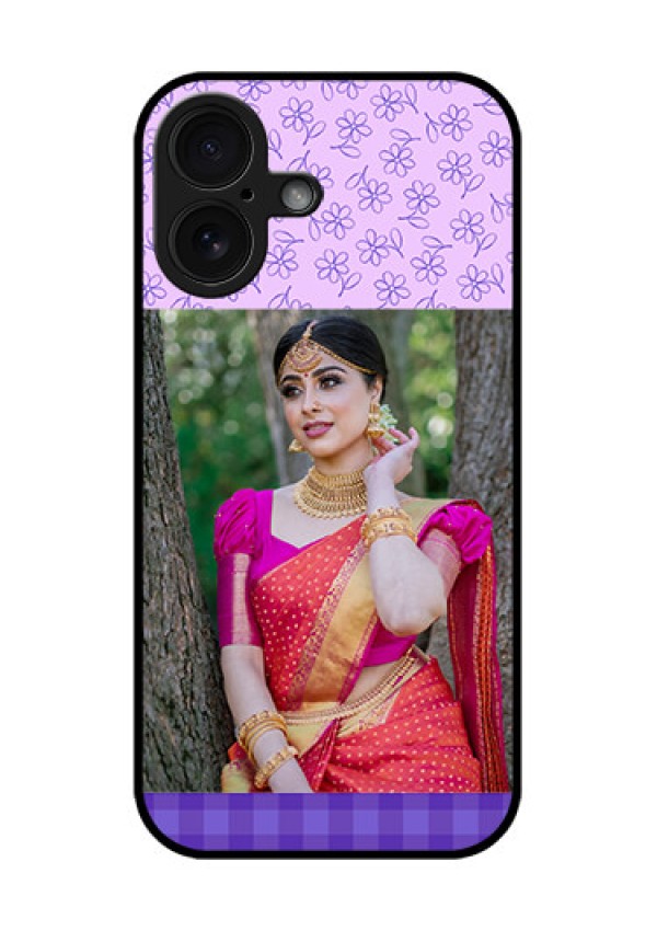 iPhone 16 Custom Glass Phone Case - Purple Floral Design