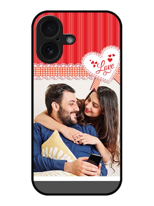 Custom iPhone 16 Custom Glass Phone Case - Red Love Pattern Design