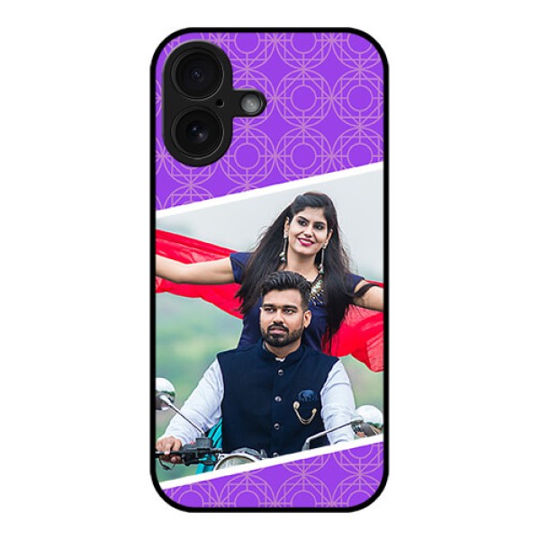 iPhone 16 Custom Glass Phone Case - Violet Color Pattern Design iPhone 16 Custom Glass Phone Case - Violet Color Pattern Design
