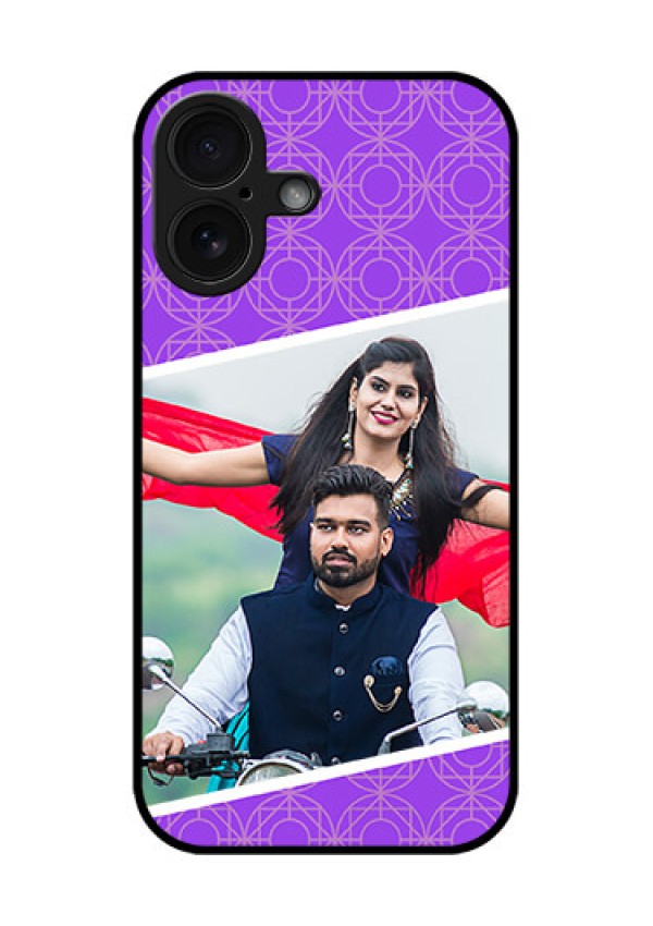 iPhone 16 Custom Glass Phone Case - Violet Color Pattern Design