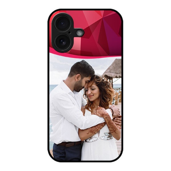 iPhone 16 Custom Glass Phone Case - Red Abstract Design