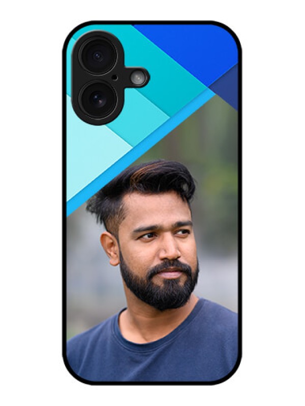 Custom iPhone 16 Custom Glass Phone Case - Blue Pattern Design
