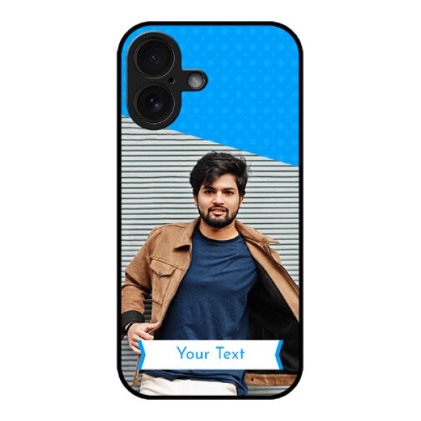 iPhone 16 Custom Glass Phone Case - Simple Blue Color Design