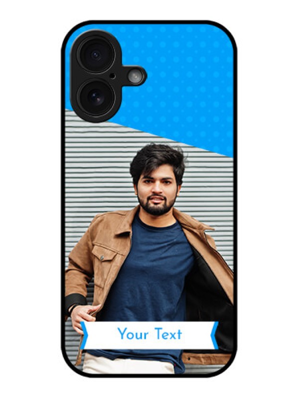 Custom iPhone 16 Custom Glass Phone Case - Simple Blue Color Design