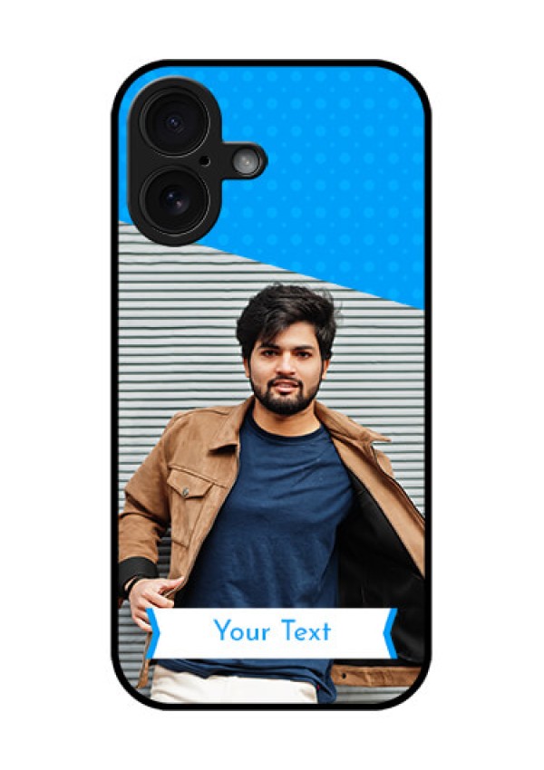 iPhone 16 Custom Glass Phone Case - Simple Blue Color Design