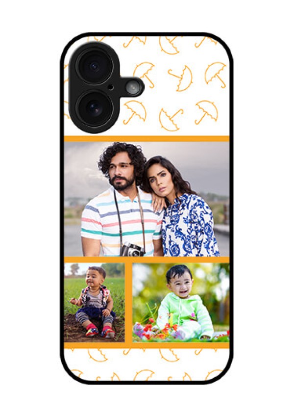 iPhone 16 Custom Glass Phone Case - Yellow Pattern Design
