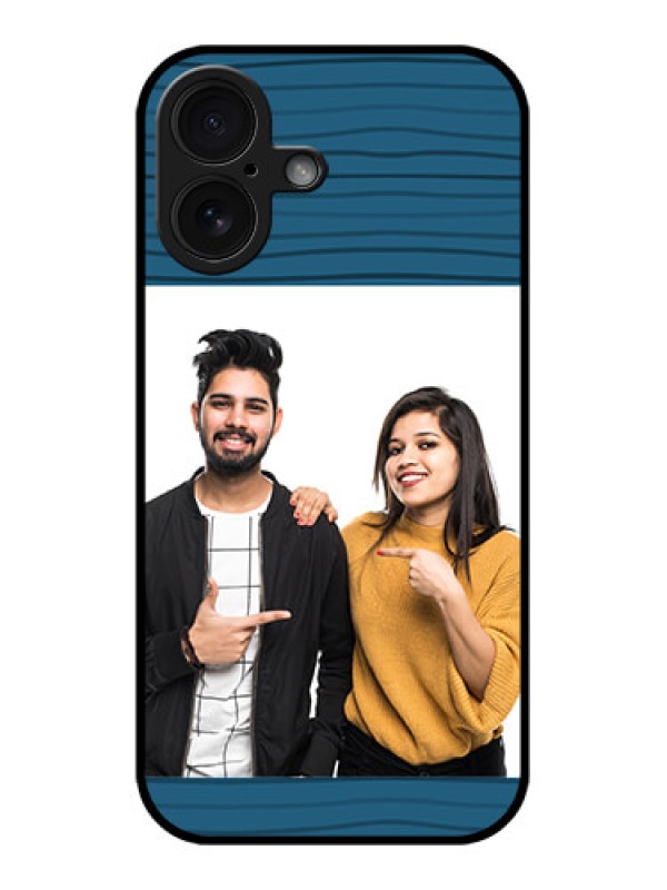 Custom iPhone 16 Custom Glass Phone Case - Blue Pattern Cover Design