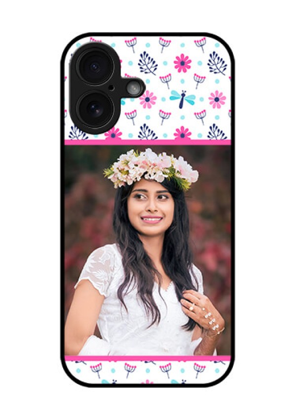 iPhone 16 Custom Glass Phone Case - Colorful Flower Design