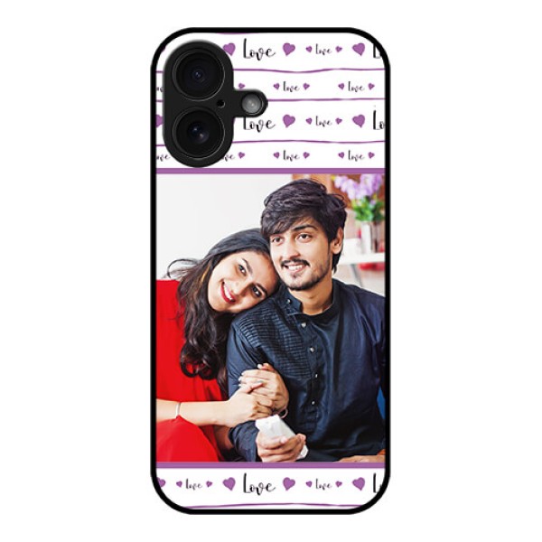 iPhone 16 Custom Glass Phone Case - Couples Heart Design