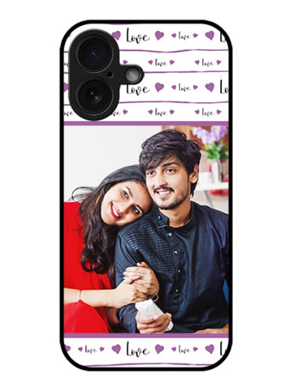 Custom iPhone 16 Custom Glass Phone Case - Couples Heart Design