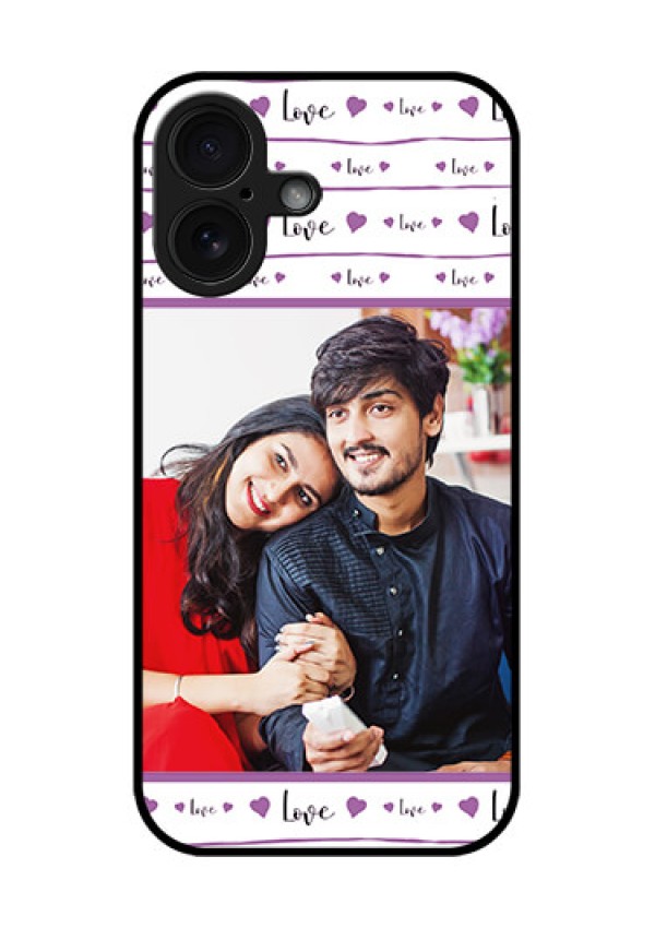 iPhone 16 Custom Glass Phone Case - Couples Heart Design