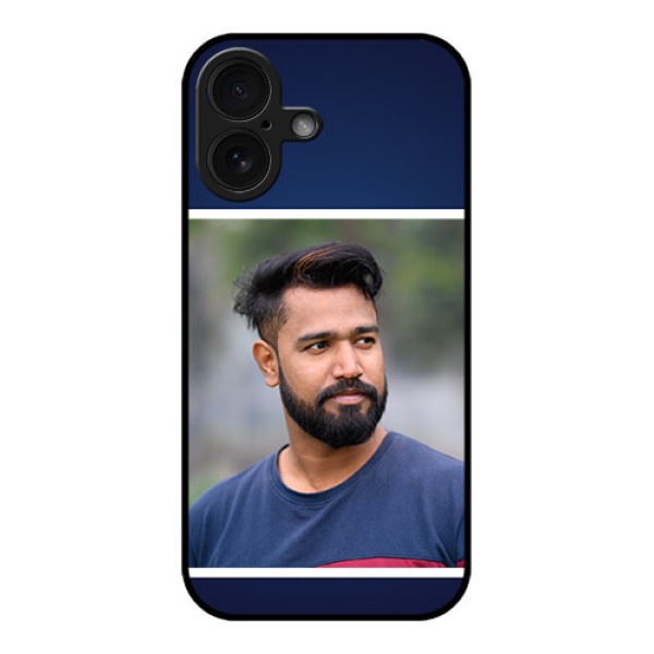 iPhone 16 Custom Glass Phone Case - Simple Royal Blue Design iPhone 16 Custom Glass Phone Case - Simple Royal Blue Design