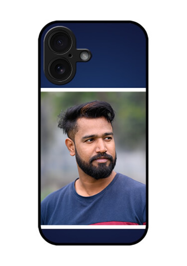 iPhone 16 Custom Glass Phone Case - Simple Royal Blue Design