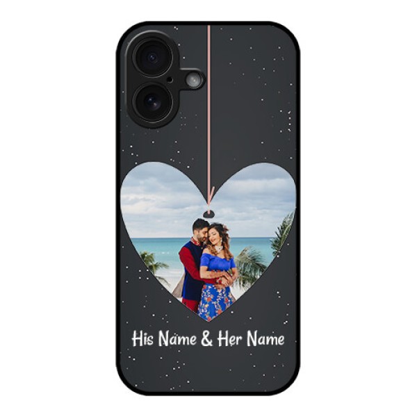 iPhone 16 Custom Glass Phone Case - Hanging Heart Design