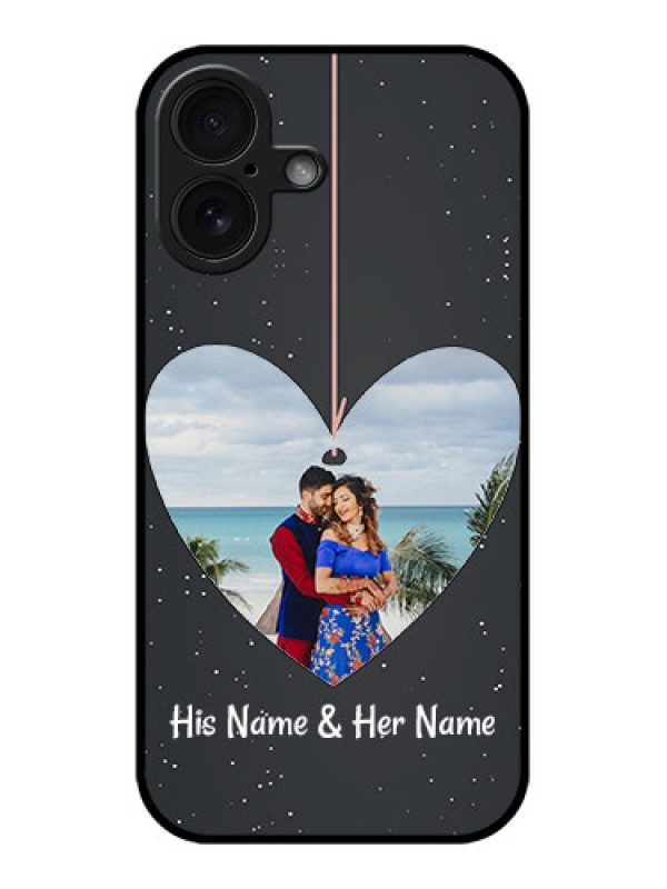 Custom iPhone 16 Custom Glass Phone Case - Hanging Heart Design