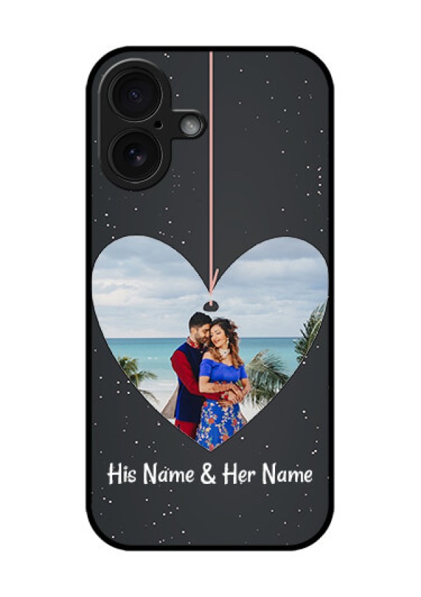iPhone 16 Custom Glass Phone Case - Hanging Heart Design