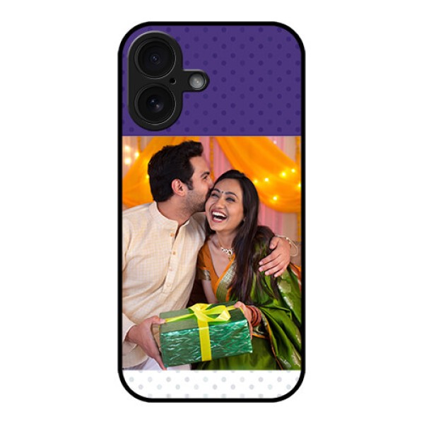 iPhone 16 Custom Glass Phone Case - Violet Colored Pattern Design iPhone 16 Custom Glass Phone Case - Violet Colored Pattern Design